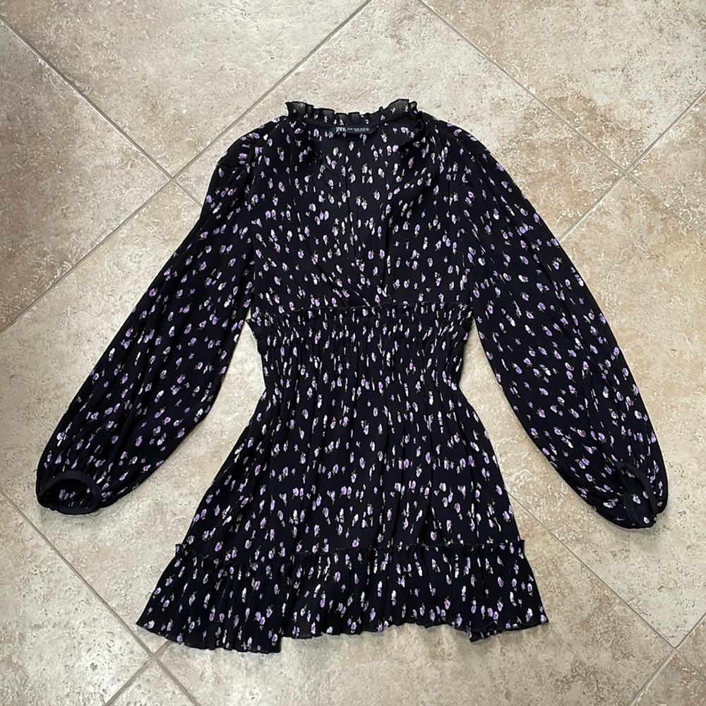 ZARA black floral dress